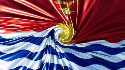 Kiribati Flag Swirl - A Mesmerizing Twist of Oceanic Blue and Radiant Red