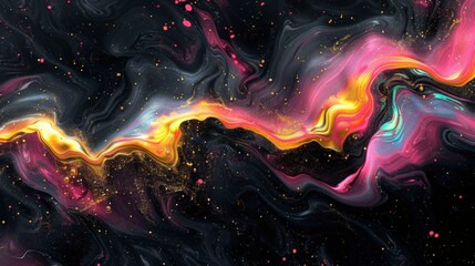 Vibrant swirls on black canvas