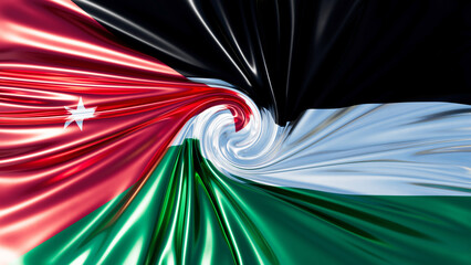 Elegant Jordanian Flag Swirl - Cultural Fusion in Silken Waves
