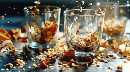 Close up of food in a glass, suitable for food and drink concepts