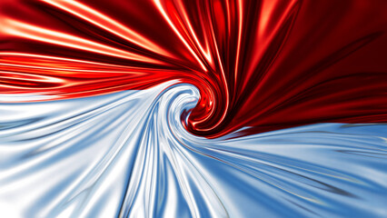 Red and White Elegance: Indonesian Flag in a Dynamic Silk Twist