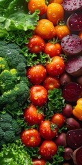 Assortment of fresh fruits and vegetables close up