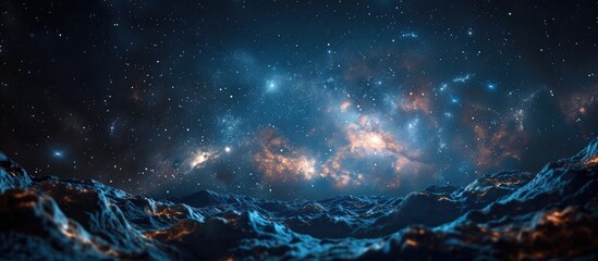 Cosmic Odyssey A Majestic Celestial Landscape of Swirling Nebulae Glittering Stars and Mysterious Interstellar Phenomena - obrazy, fototapety, plakaty