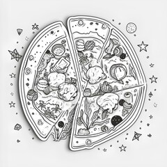 illustration of pizza made by midjourney