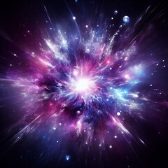 Abstract pink purple explosion star with glow and cosmic energy release