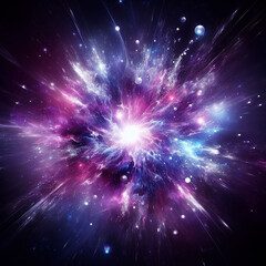 Fototapeta premium Abstract pink purple explosion star with glow and cosmic energy release