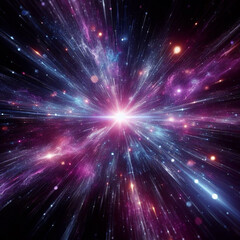 Abstract pink purple explosion star with glow and cosmic energy release