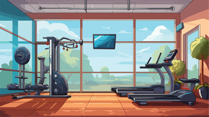 Modern health club with spinning equipment vector illustration
