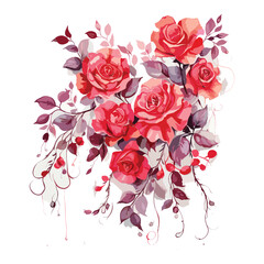 Pink Dahlia Flowers Watercolor Illustration