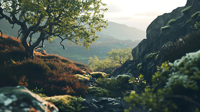 Gungnir in the wild nature. Copy Space .