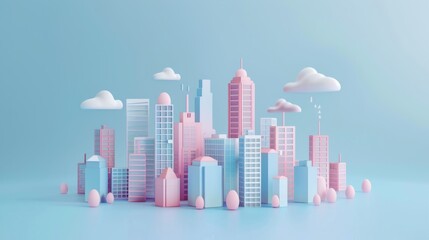 3D City C4D Cartoon Cute Style Background Material