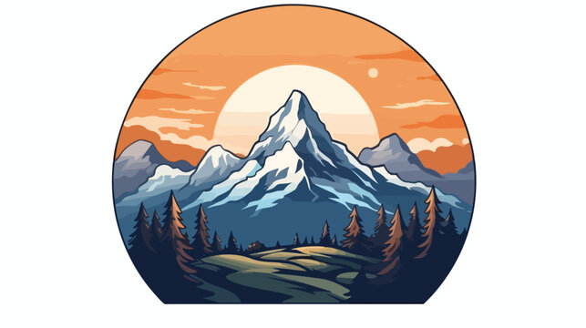 Montain explorer logo retro style design illustration