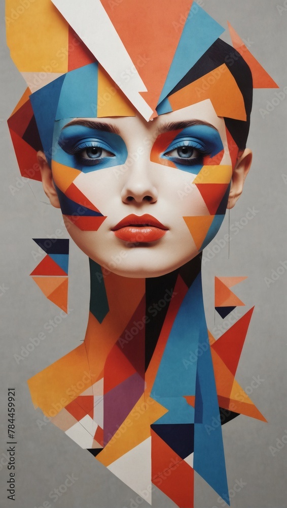 Wall mural Colorful geometric face composition. - Wall murals
