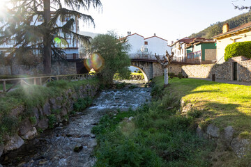 Salas town in Asturias with the river passing through its streets