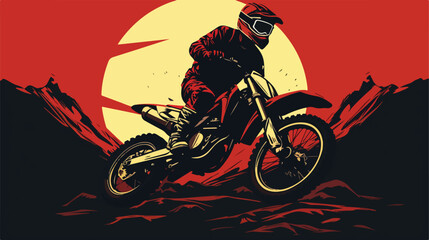 Motorcross silhouette logo. Vector illustration 2d