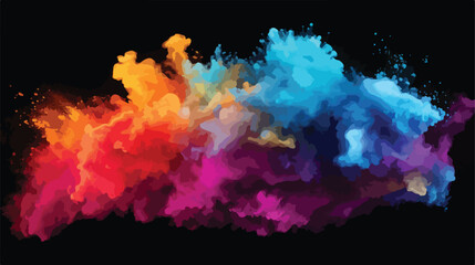 Multicolor powder explosion on black background. Co - obrazy, fototapety, plakaty