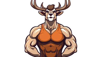 Muscular deer illustration. Suitable for fitness lo