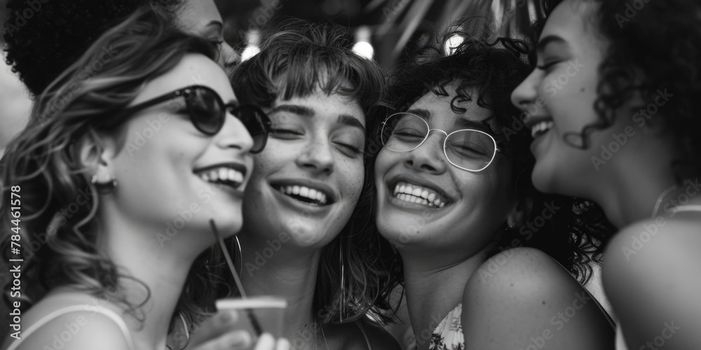 Poster a group of women standing next to each other. suitable for various concepts and themes