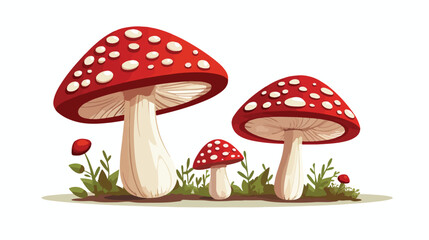 Mushrooms champignons on a white background .. 2d flat