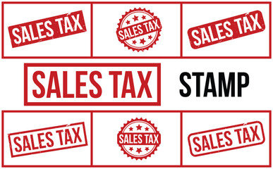 Sales Tax Stamp. Red Sales Tax Rubber grunge Stamp set