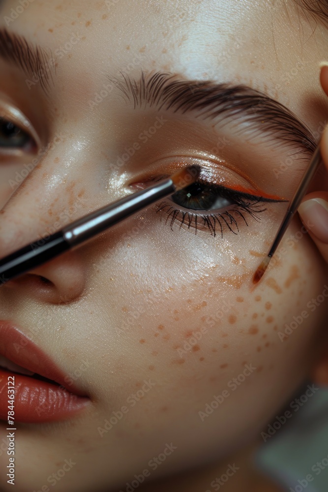 Aufkleber Close up of a person using a pair of scissors. Great for illustrating concepts of creativity or DIY projects