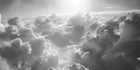 A striking black and white photo of clouds with a plane flying through. Perfect for aviation and...