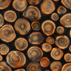  Cross-Section Tree Rings, Detailed Wooden Texture, Nature-Inspired Pattern
