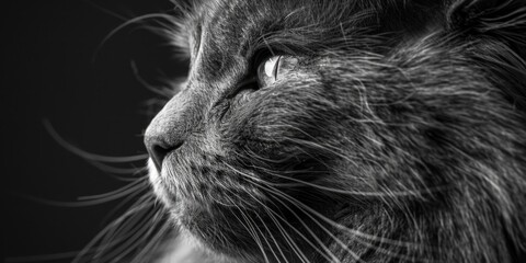 A striking black and white photo of a cat. Perfect for animal lovers