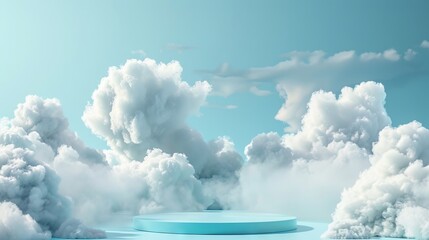 Cloud background podium dark 3d product sky white display platform render abstract stage pastel scene. Podium stand light minimal cloud background studio dreamy pedestal backdrop png smoke geometric.