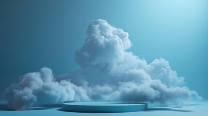 Cloud background podium dark 3d product sky white display platform render abstract stage pastel scene. Podium stand light minimal cloud background studio dreamy pedestal backdrop png smoke geometric.