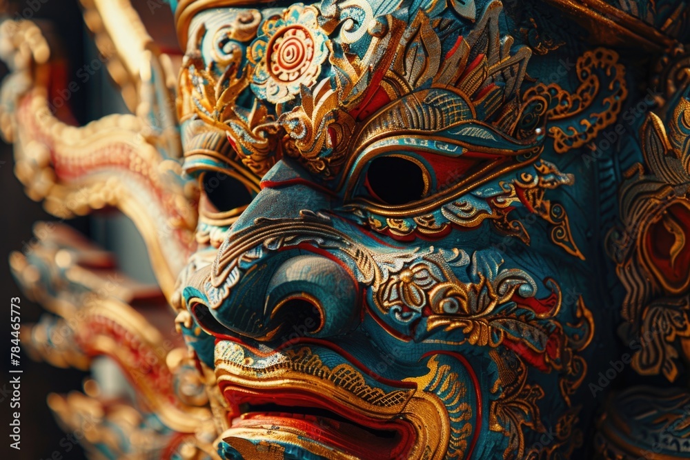 Poster detailed close up of a statue face, suitable for various design projects