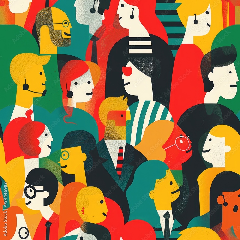 Poster a large group of people standing together. suitable for various concepts