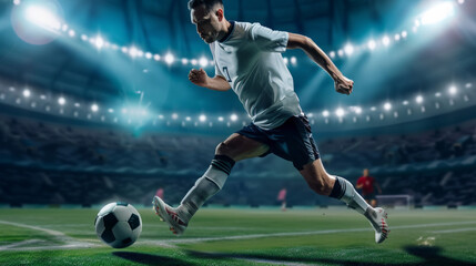 Obraz na płótnie Canvas soccer player kicking ball