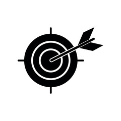 Target Fill Icon Symbol Vector. Black Glyph Target Icon