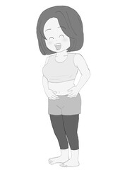 Fototapeta premium お腹を抑えるスポーツウエアの女性 グレー