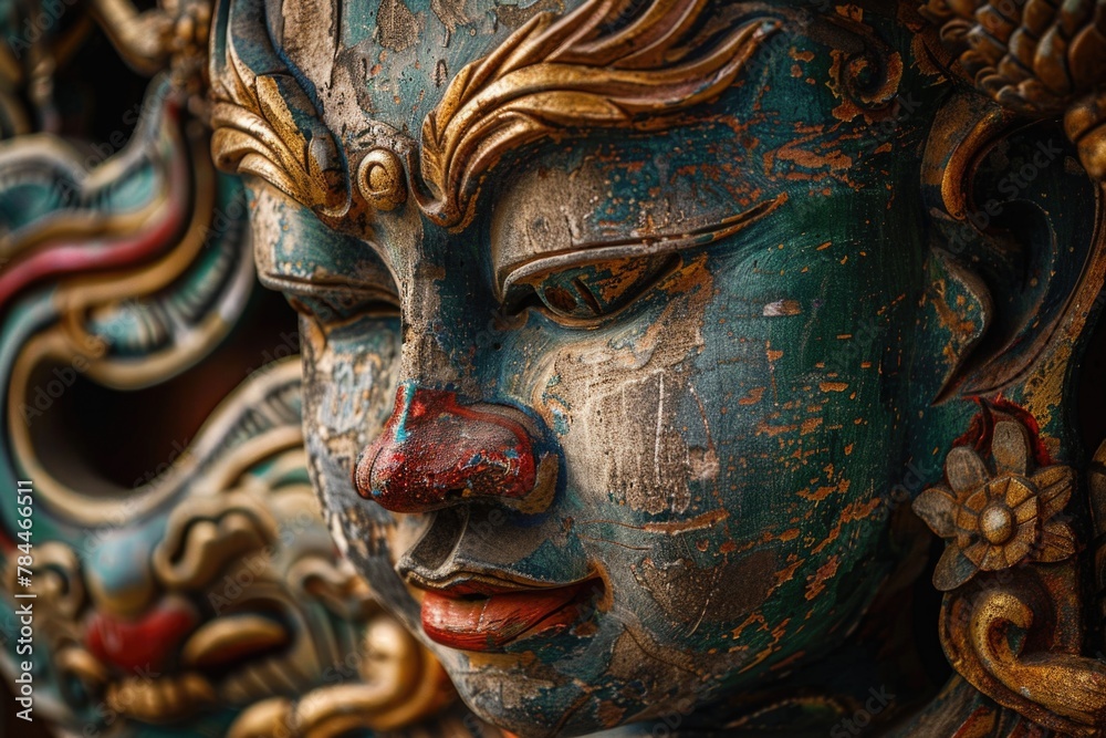 Poster detailed view of a statue's face, perfect for artistic projects