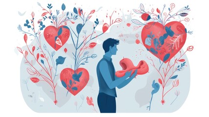 nature-inspired heart illustrations