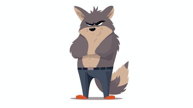 Offended wolf with his arms crossed over his chest.