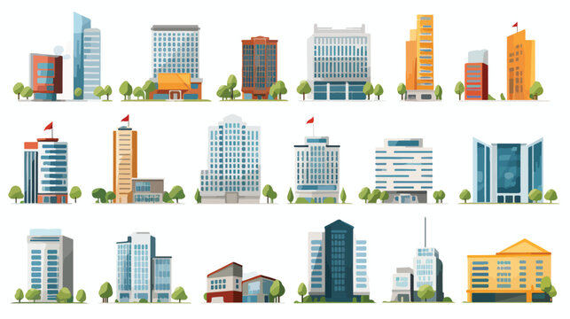 Office city buildings of different shapes cartoon v