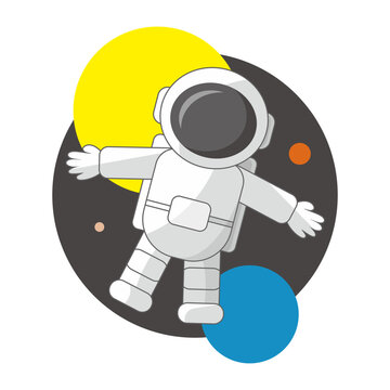 Astronaut image cartoon space planet background vector illustration