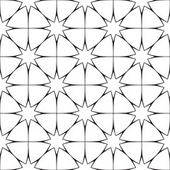 Seamless linear pattern with thin lines and stars. Abstract Arabic ornament.
