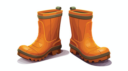 Orange rubber boots for gardener or farmer 3D illustration