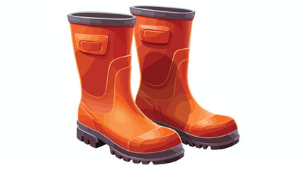 Orange rubber boots for gardener or farmer 3D illustration