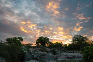 Deurstickers Sunset at Kubu Island, Botswana © Nadine Wagner