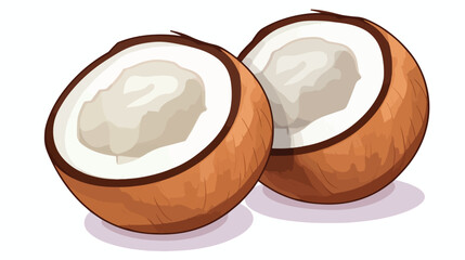 Organic half coconut icon. Isometric of organic hal - obrazy, fototapety, plakaty