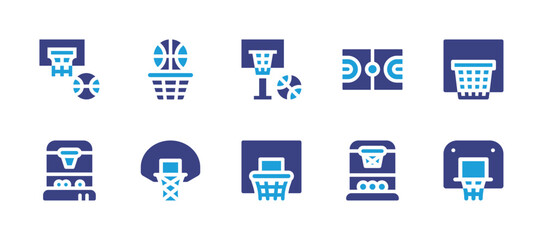 Basketball icon set. Duotone color. Vector illustration. Containing basketball field, basketball hoop, basketball.