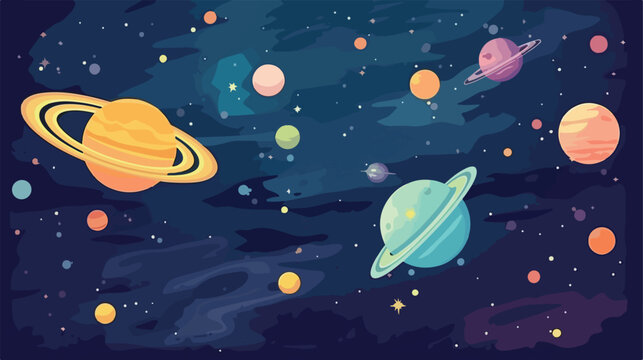 Outer space background .. 2d flat cartoon vactor illustration
