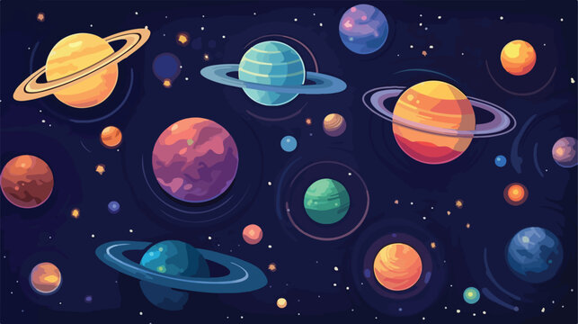Outer space background .. 2d flat cartoon vactor illustration