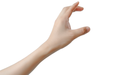 gesture of the hand for holding smartphone or bottle. Abstract concept of communication via gestures, motion in isolated VR space. 