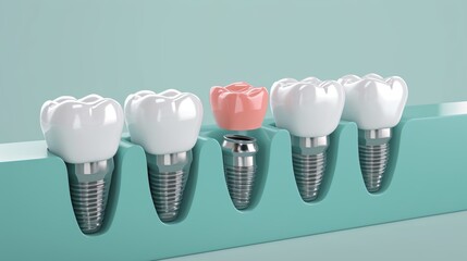 Fototapeta na wymiar Teeth implants with metal